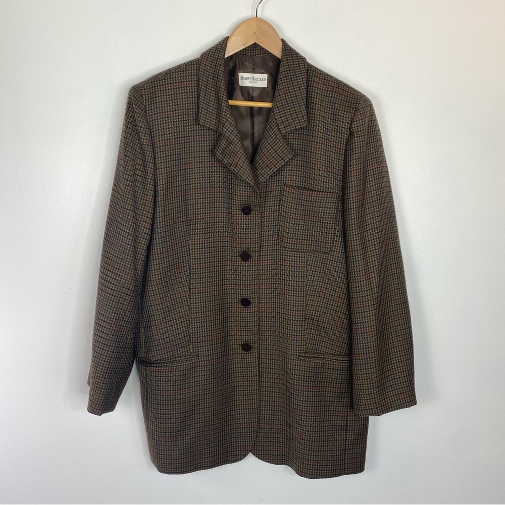 Vintage Barry Bricken Houndstooth Menswear Jacket Size 12